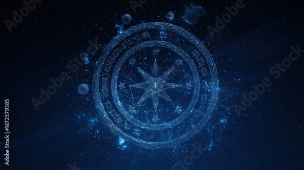 Obraz Abstract digital seal in deep blue