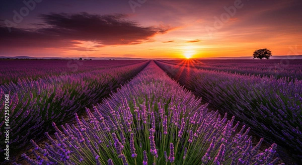 Fototapeta Lavender Field at Sunset