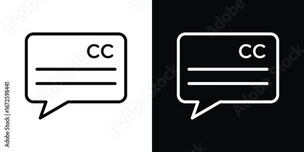 Fototapeta Subtitles icon. Vector linear icon isolated in black and white