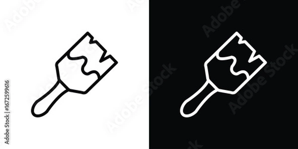Fototapeta Paint brush icon. Vector linear icon isolated in black and white