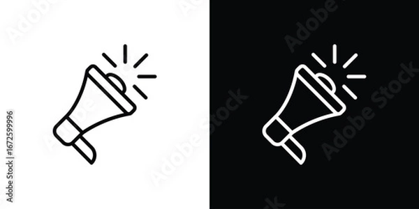 Fototapeta Megaphone icon. Vector linear icon isolated in black and white