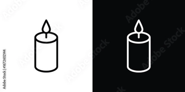 Fototapeta Candle icon. Vector linear icon isolated in black and white