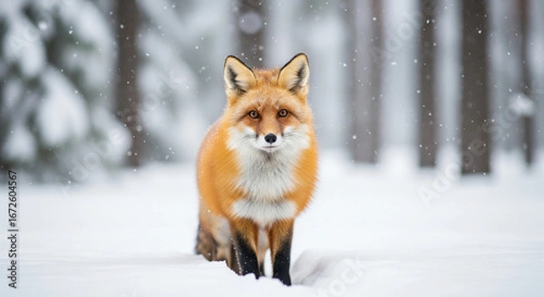 Obraz Red Fox in Snowy Forest