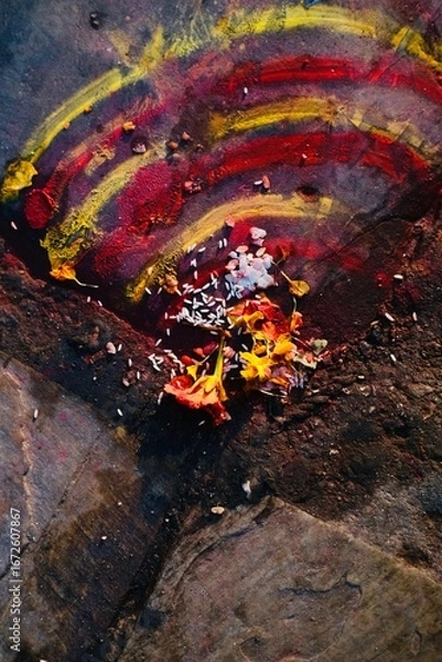 Fototapeta Red and yellow colour abstract shape background