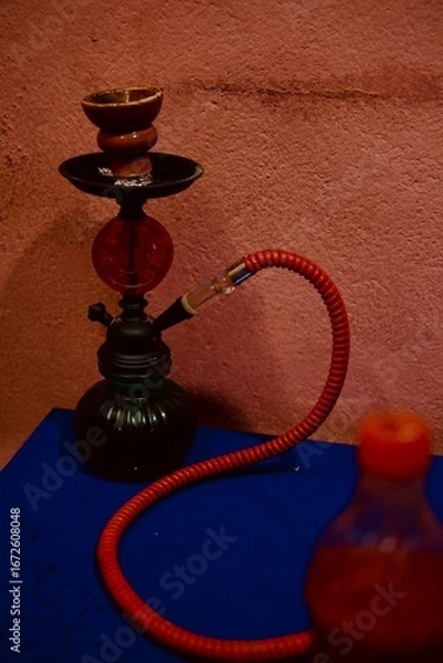 Fototapeta Hookah on a table in a restaurant