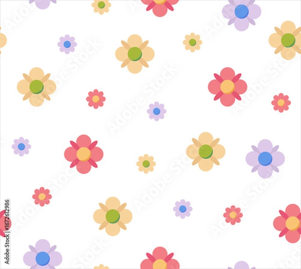 Fototapeta Flower Pattern, Daisy Pattern, Cute Flower Wallpaper, Flower Repeat Pattern, Flower Wallpaper, Floral Background, Vector