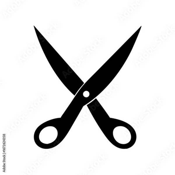 Obraz Black silhouette of scissors crossed icon