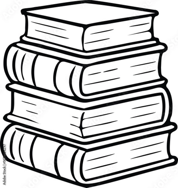 Obraz Black and White Book Stack Illustration