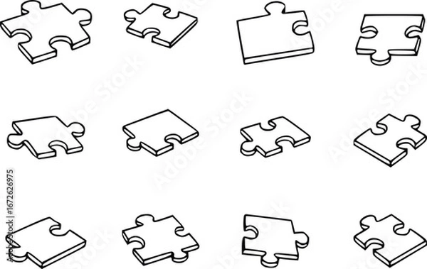 Obraz Collection of Jigsaw Puzzle Pieces Illustration