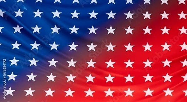 Fototapeta Abstract background with a pattern of white stars on a gradient of red and blue, representing the american flag