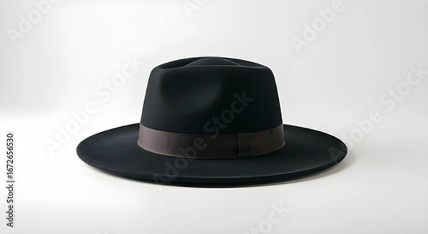Obraz Black top hat on white background.