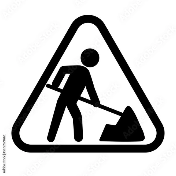 Obraz 工事中注意を促す道路標識のイラスト