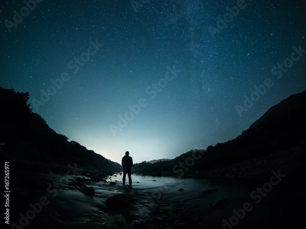 Obraz 星空と人物