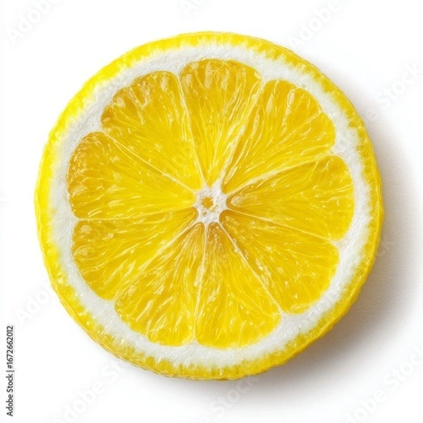 Fototapeta A vibrant slice of a fresh, juicy lemon, showcasing its refreshing and zesty appeal
