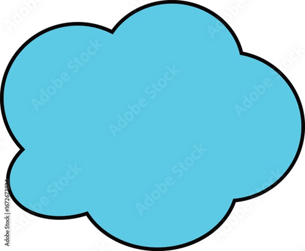 Fototapeta 青い雲の形をしたフレーム。フキダシ。モコモコしている。