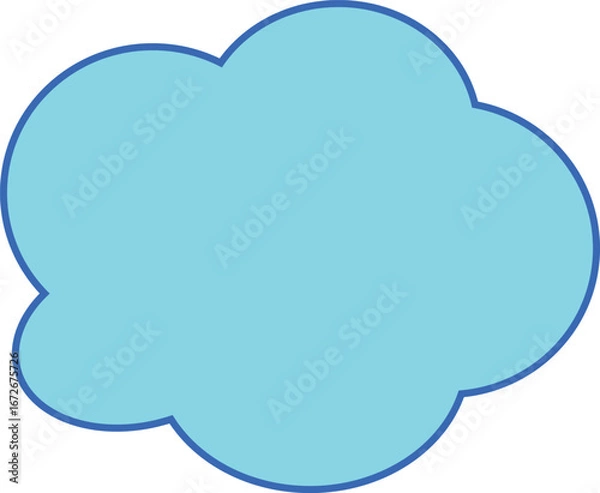 Fototapeta 青い雲の形をしたフレーム。フキダシ。モコモコしている。