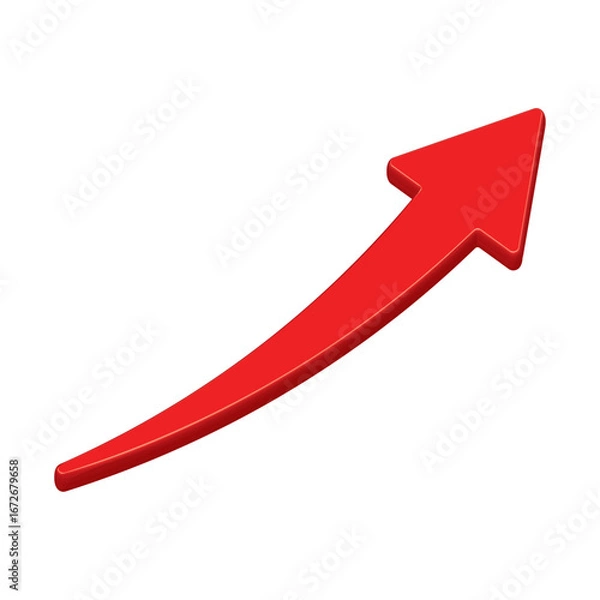 Fototapeta Growing business 3d arrow up on white background. Profit 3d red arrow, Vector.Business concept, growing chart. Concept of sales symbol icon with arrow moving up. Economic Arrow With Growing Trend.