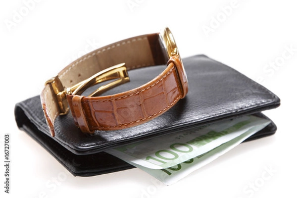 Obraz purse and watch isolated on white background
