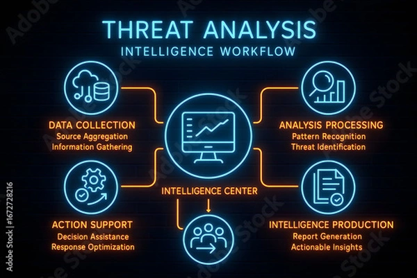 Obraz Intelligence Workflow Infographic from Data Collection to Analysis for Business Strategy