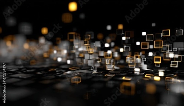 Fototapeta Abstract digital landscape of squares and light