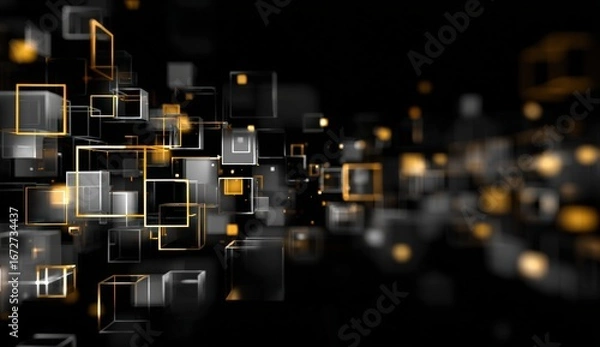 Fototapeta Abstract digital network of interconnected cubes