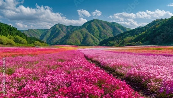 Fototapeta Vibrant Springtime Flower Fields