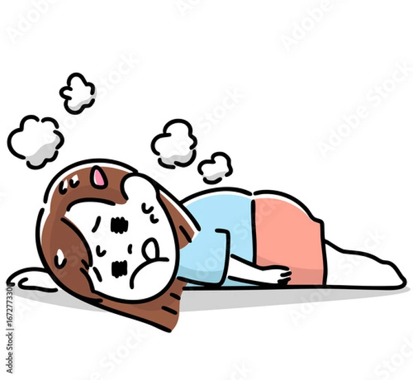 Obraz 疲れて倒れ込む肥満体型の女の子