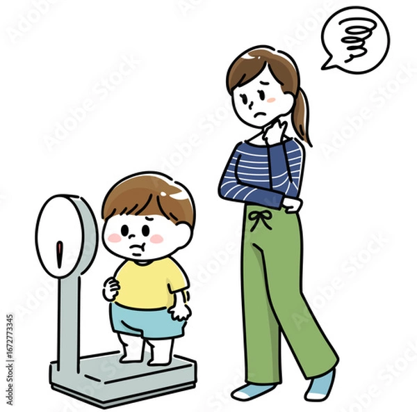 Obraz 子供の肥満体型に悩む親子