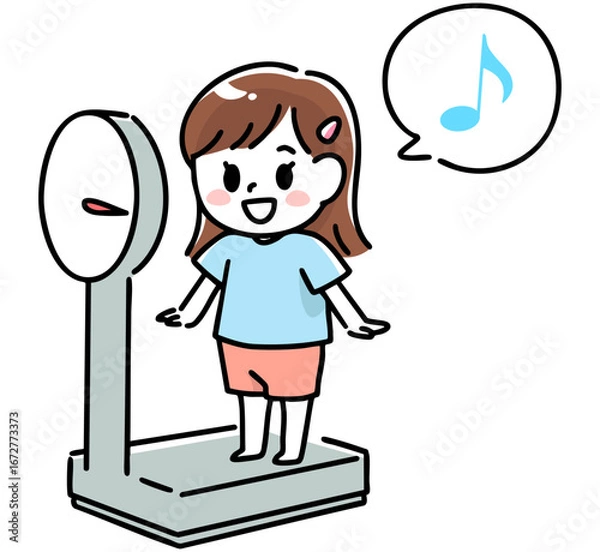 Obraz 笑顔で体重を測る女の子