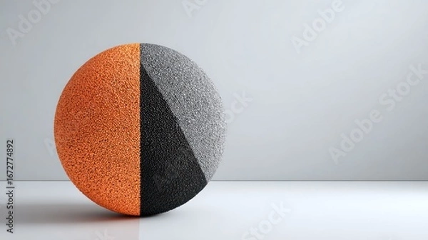 Obraz Geometric sphere with orange and gray sections