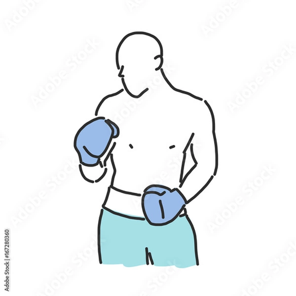 Obraz Boxing vector illustration. Boxer, line drawing. hand drawn. vector illustration.
