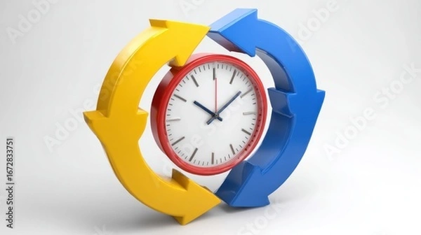 Obraz Clock encircled by rotating arrows