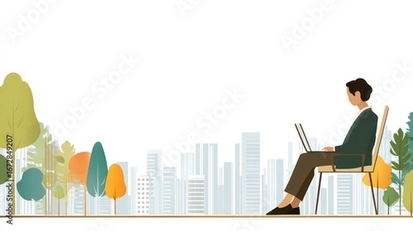 Obraz Person working outdoors in urban setting