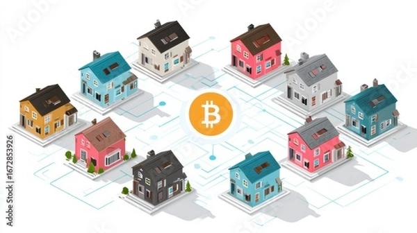 Obraz Cryptocurrency houses.  Network