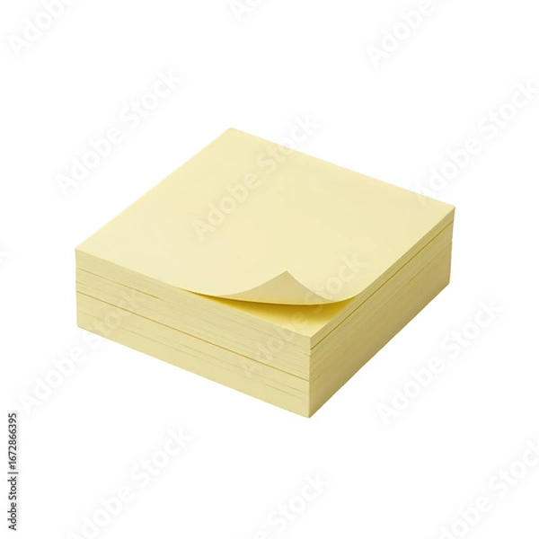 Fototapeta Stack of Yellow Sticky Notes on white Background