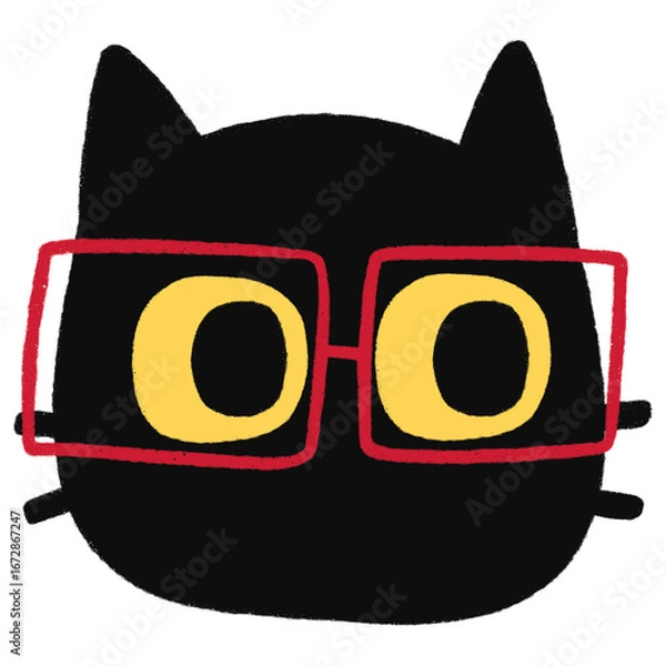 Obraz Cute Black Cat in Glasses