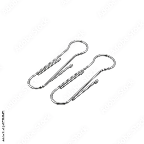 Obraz Two Silver Binder Clips on white Background