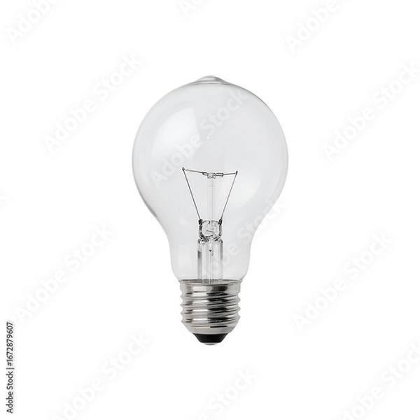 Fototapeta A clear incandescent light bulb on a white background