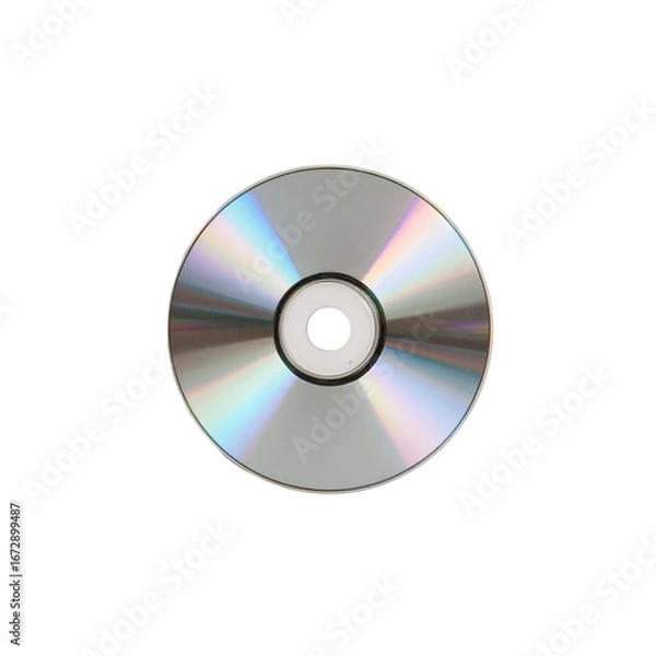 Obraz Silver CD with Rainbow Reflections on Black Background