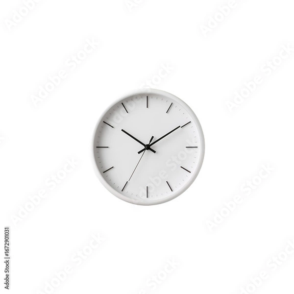 Obraz Minimalist White Clock on white Background