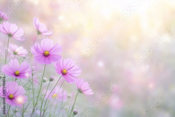 Obraz テキストスペース付きのコスモス背景