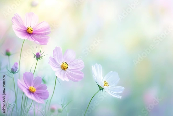 Obraz テキストスペース付きのコスモス背景