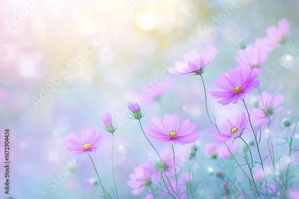 Obraz テキストスペース付きのコスモス背景