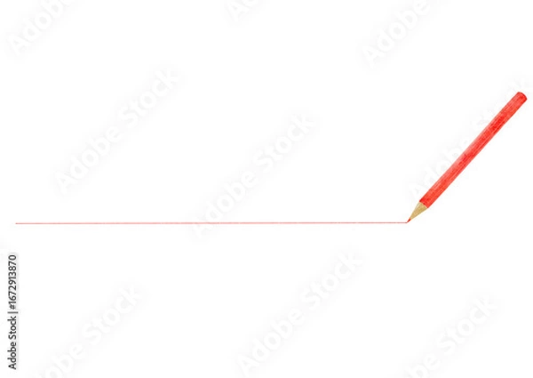 Fototapeta 赤鉛筆でラインを引いた水彩イラスト