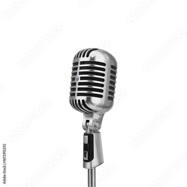 Obraz Vintage Microphone on white Background