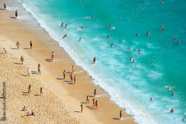 Fototapeta Crowded ocean beach. Aerial view