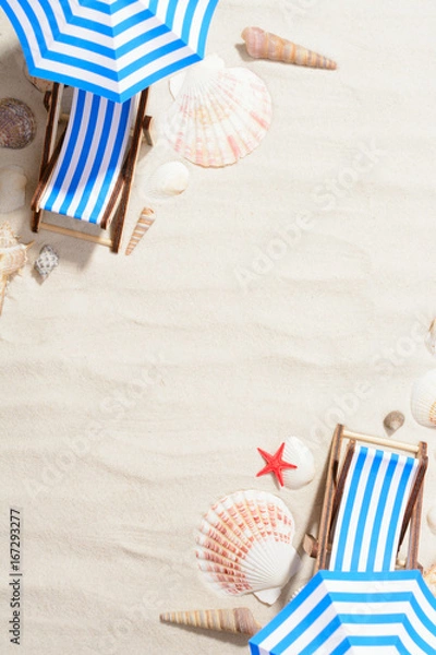 Fototapeta Composition with hammocks and umbrellas
