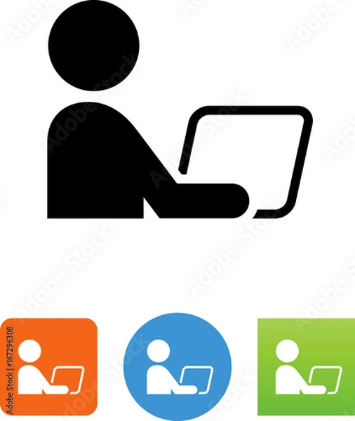 Obraz Person Using Computer Icon - Illustration