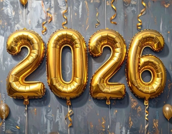 Obraz 2026年を祝う装飾バルーン文字