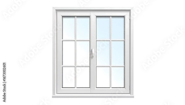 Fototapeta Modern White Casement Window with Multiple Panes and a Clean Design.